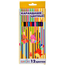 Карандаши 12 цветов шестигранные заточ., пластик, в карт.кор. с подвесом ClipStudio